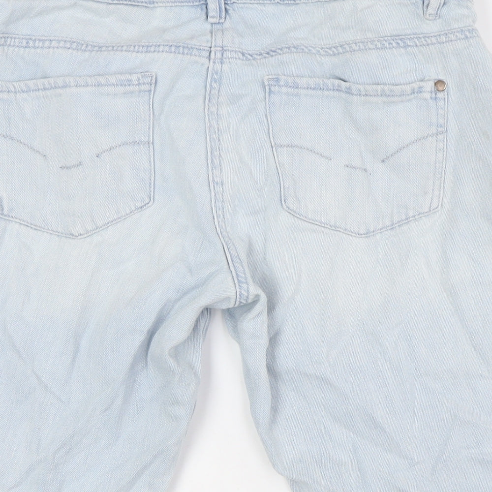 NEXT Womens Blue Cotton Basic Shorts Size 10 L13 in Regular Zip