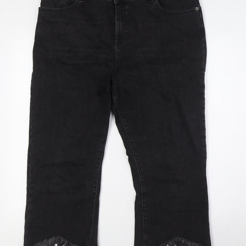 ASOS Mens Black Cotton Cropped Jeans Size 34 in L23 in Regular Zip - Raw Hem