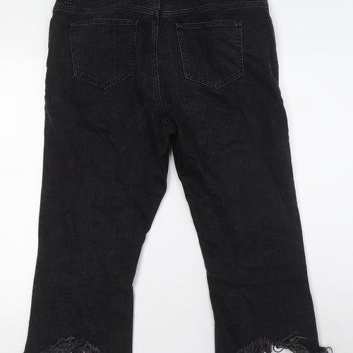 ASOS Mens Black Cotton Cropped Jeans Size 34 in L23 in Regular Zip - Raw Hem