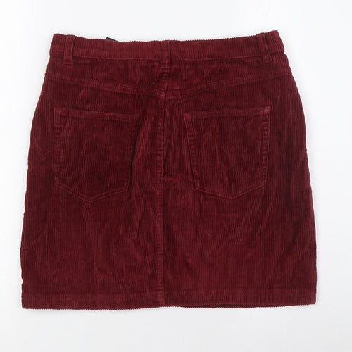 Monki Womens Red Herringbone Cotton Bandage Skirt Size 10 Zip