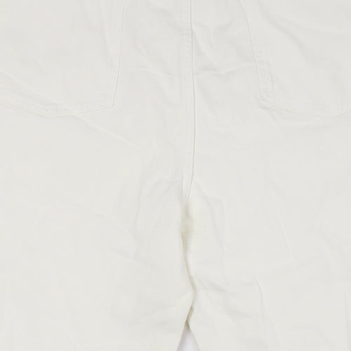 Marks and Spencer Womens Ivory Cotton Cropped Jeans Size 22 L25 in Regular Zip - Raw Hem