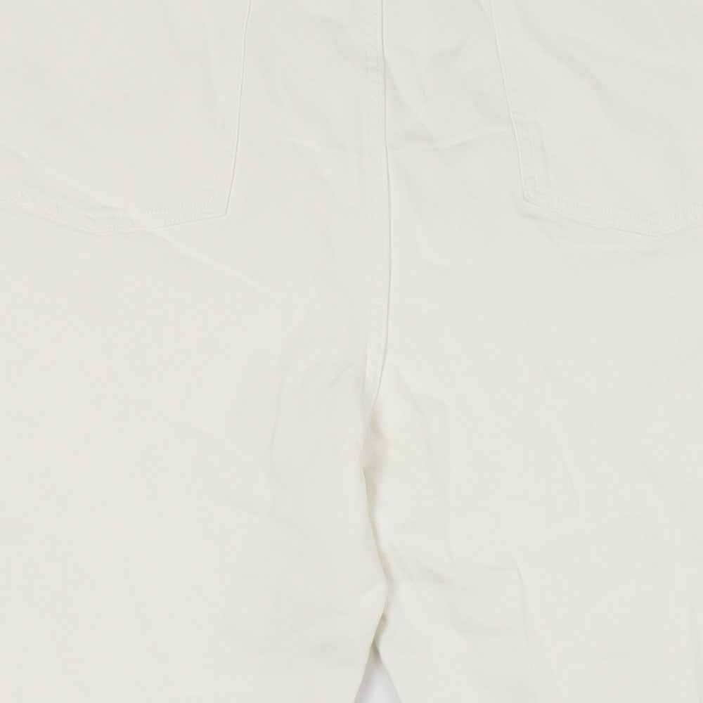 Marks and Spencer Womens Ivory Cotton Cropped Jeans Size 22 L25 in Regular Zip - Raw Hem