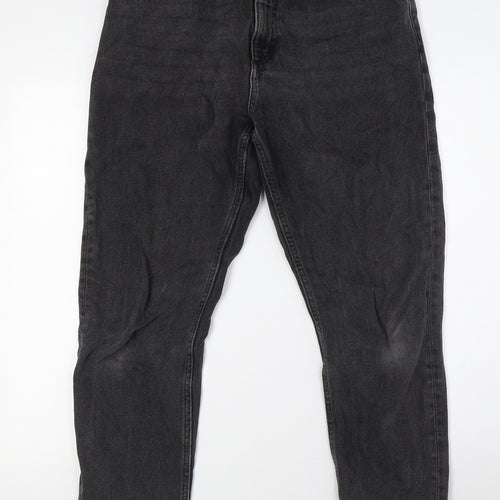 Monki Mens Black Cotton Straight Jeans Size 30 in L29 in Regular Zip