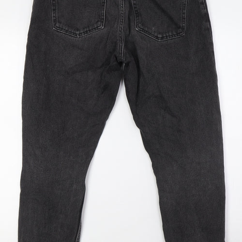 Monki Mens Black Cotton Straight Jeans Size 30 in L29 in Regular Zip