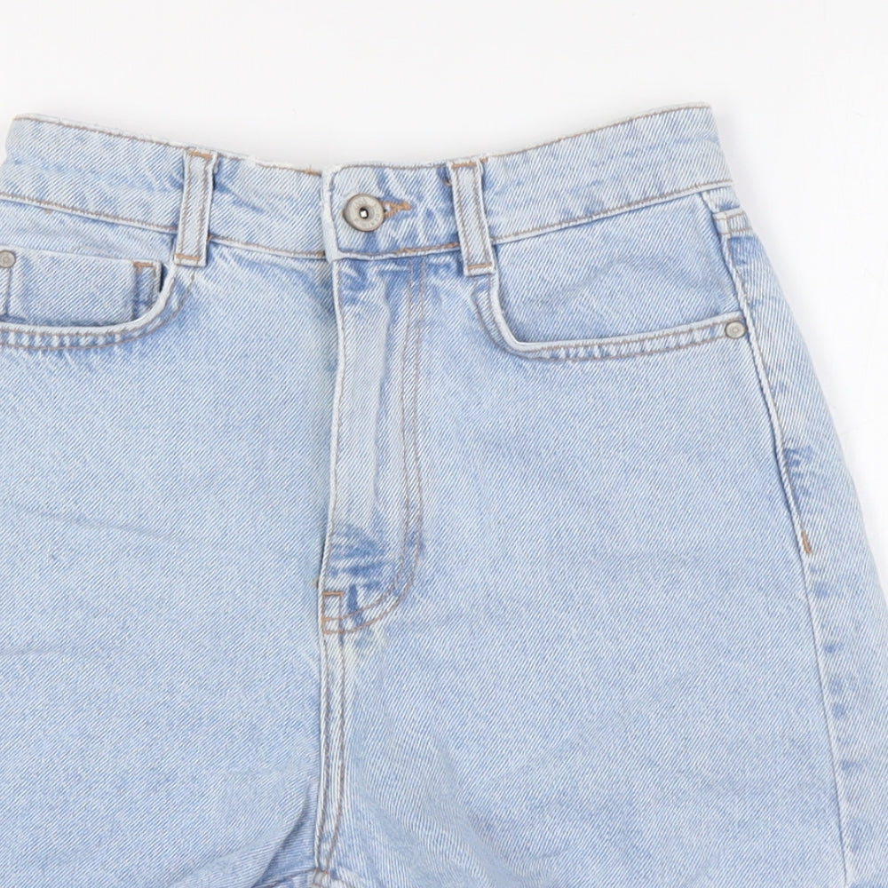 Zara Womens Blue 100% Cotton Basic Shorts Size 10 L4 in Regular Zip