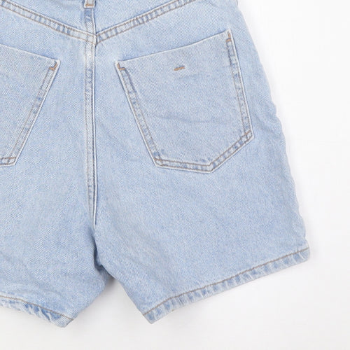 Zara Womens Blue 100% Cotton Basic Shorts Size 10 L4 in Regular Zip
