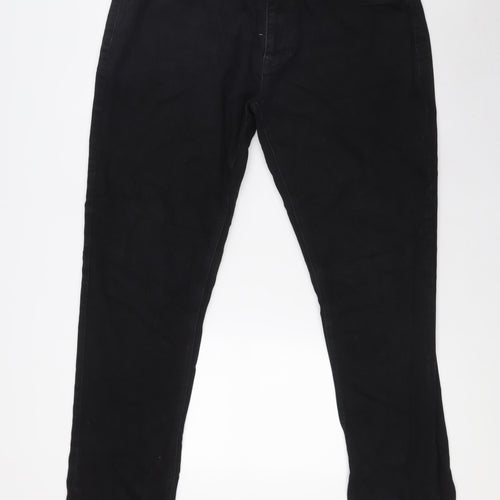NEXT Mens Black Cotton Straight Jeans Size 38 in L32 in Slim Zip