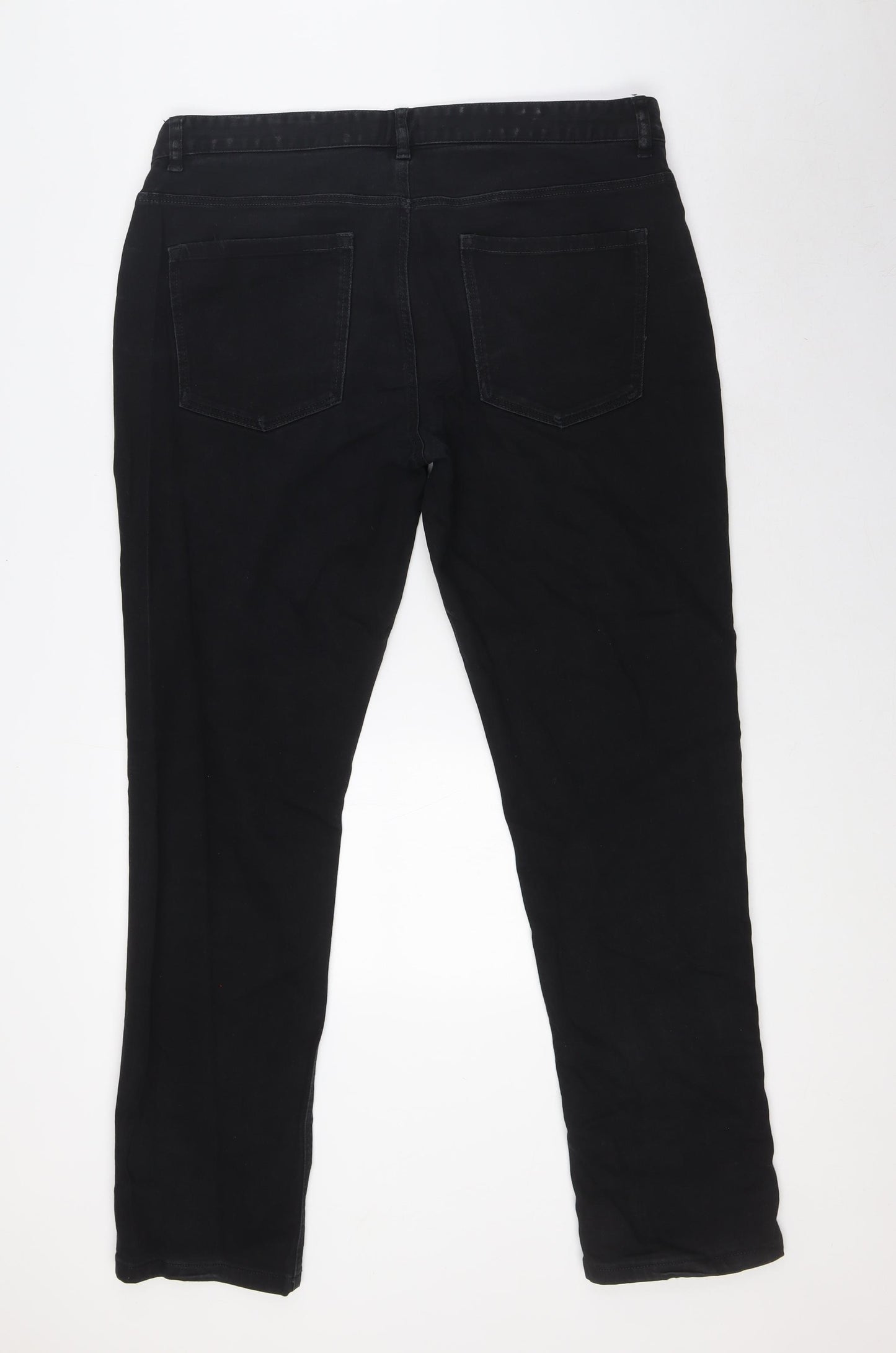 NEXT Mens Black Cotton Straight Jeans Size 38 in L32 in Slim Zip