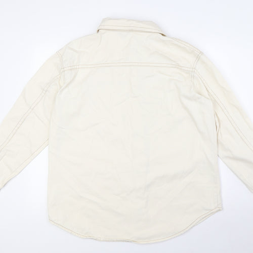 F&F Womens Ivory 100% Cotton Basic Button-Up Size 12 Collared - Destressed