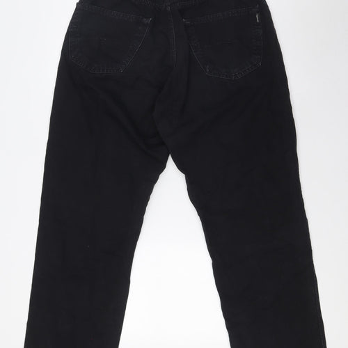 Josef Mens Black Cotton Straight Jeans Size 32 in L30 in Regular Button - Work wear