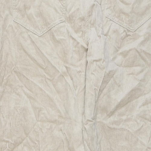 Per Una Womens Beige Cotton Trousers Size 12 L31 in Regular Zip - High Rise