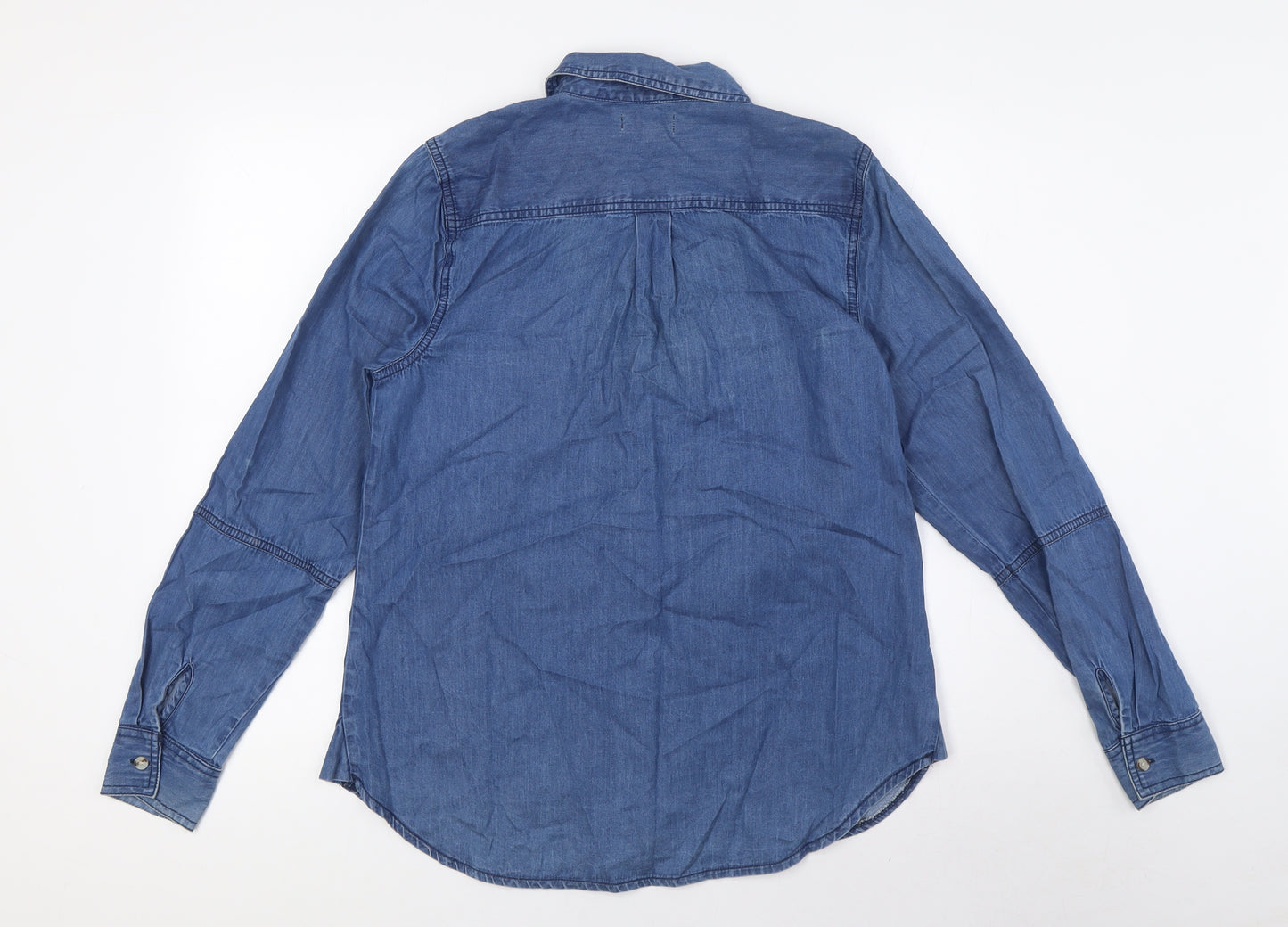 Papaya Womens Black 100% Cotton Basic Button-Up Size 12 Collared