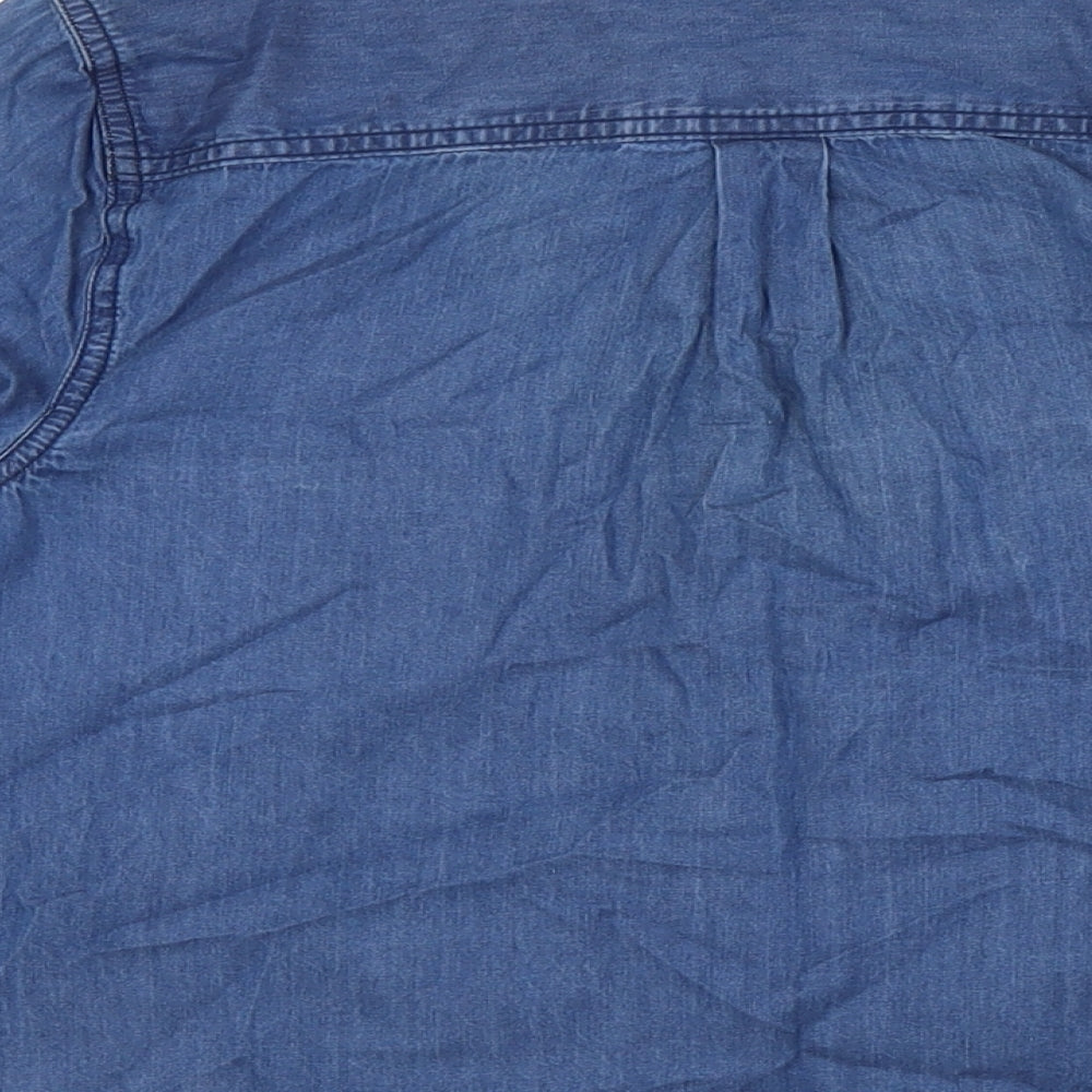 Papaya Womens Black 100% Cotton Basic Button-Up Size 12 Collared