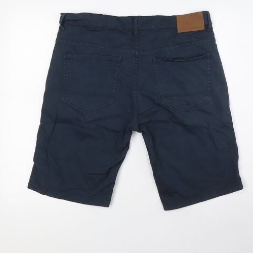 Denim Co Mens Blue Cotton Bermuda Shorts Size 34 in L10 in Extra-Slim Button