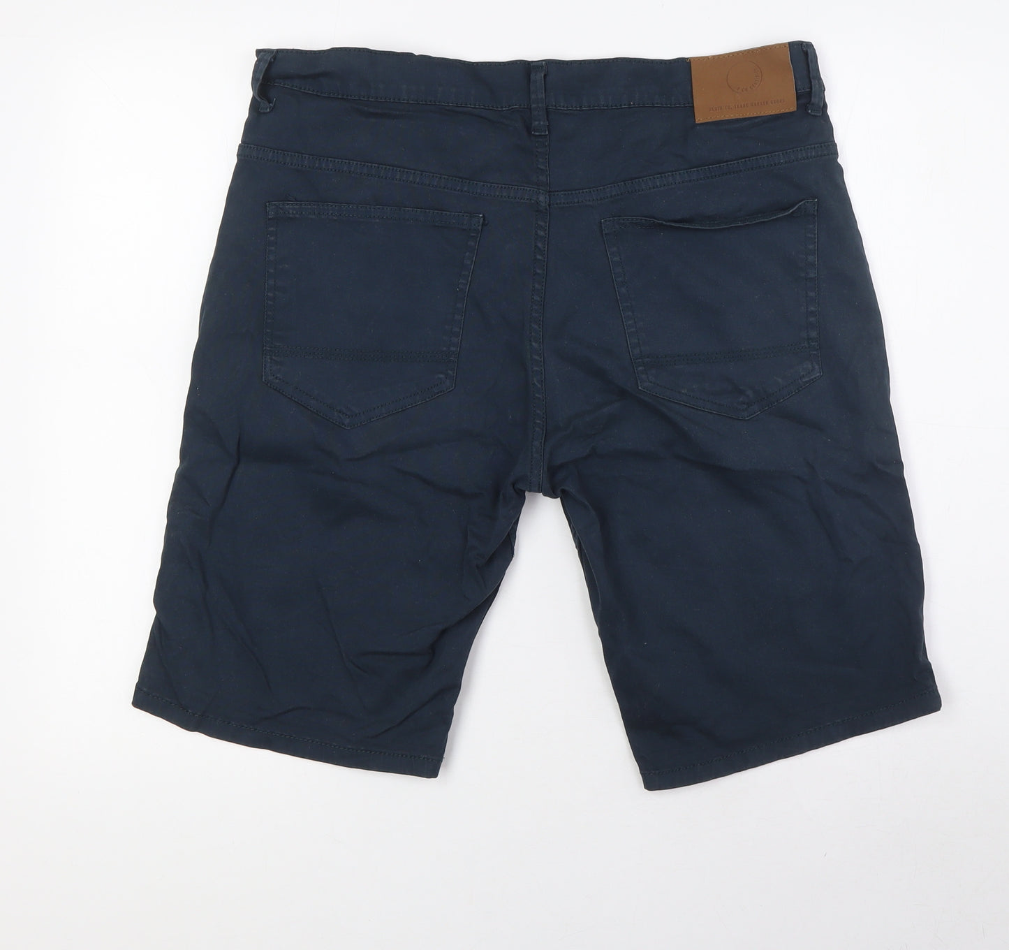 Denim Co Mens Blue Cotton Bermuda Shorts Size 34 in L10 in Extra-Slim Button