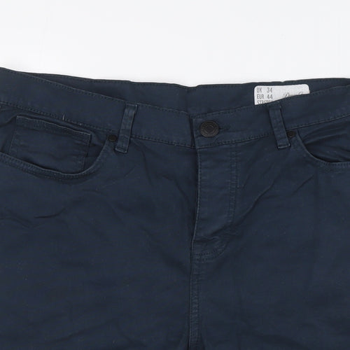 Denim Co Mens Blue Cotton Bermuda Shorts Size 34 in L10 in Extra-Slim Button