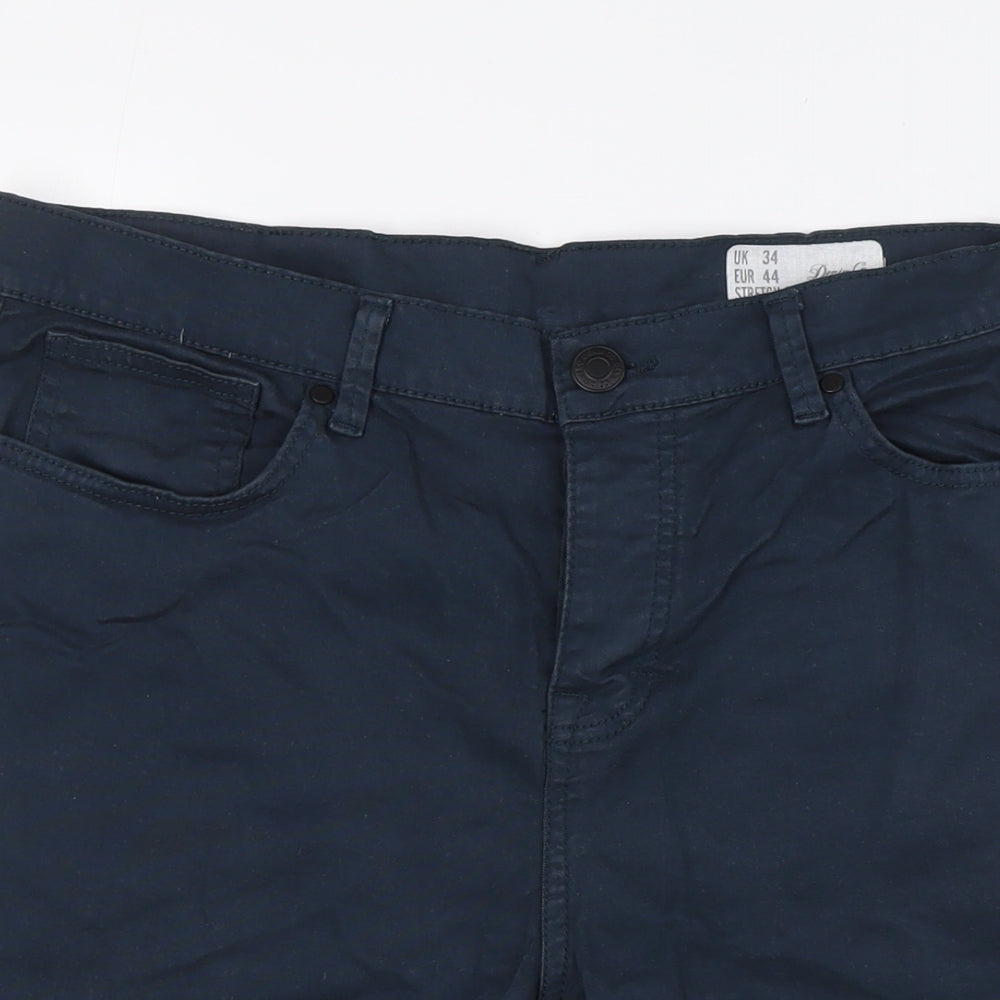 Denim Co Mens Blue Cotton Bermuda Shorts Size 34 in L10 in Extra-Slim Button