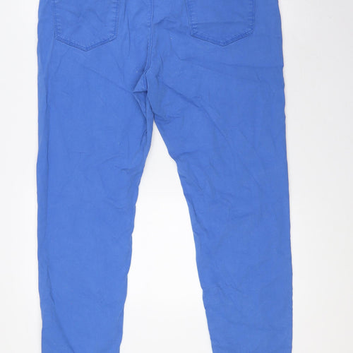 Marks and Spencer Womens Blue Cotton Trousers Size 18 L29 in Regular Zip