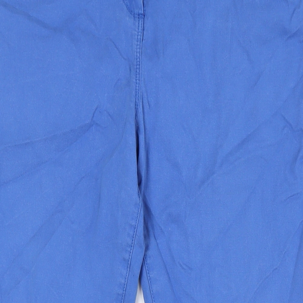 Marks and Spencer Womens Blue Cotton Trousers Size 18 L29 in Regular Zip
