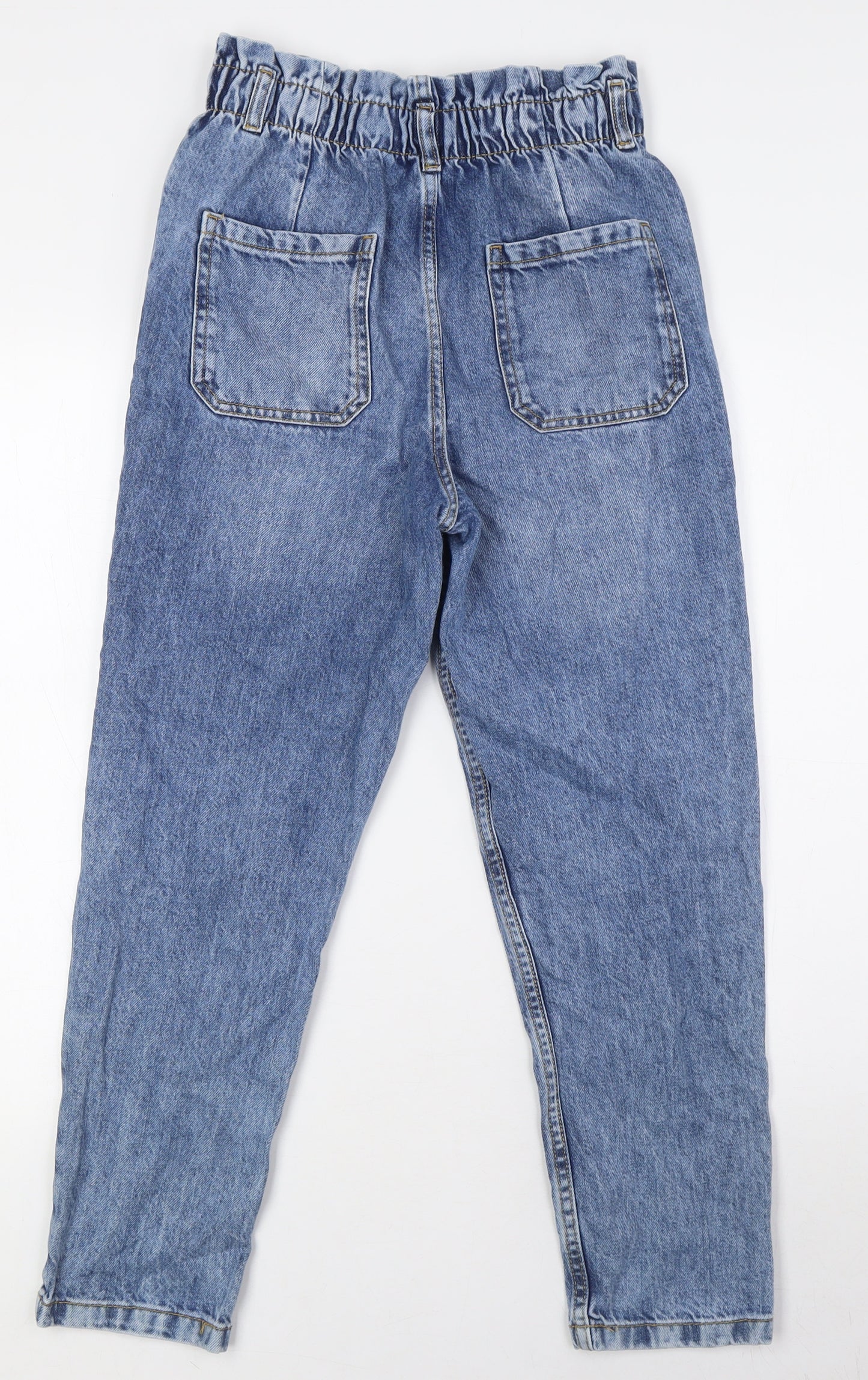 Denim Co Girls Blue 100% Cotton Straight Jeans Size 11-12 Years L25 in Regular Zip - Paper Bag Style