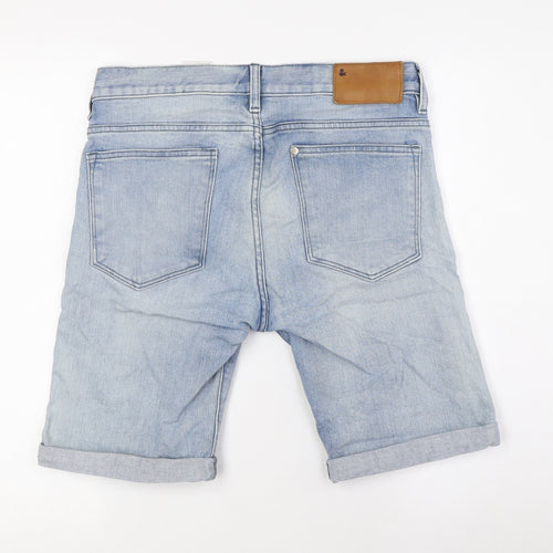 Denim Mens Blue Cotton Bermuda Shorts Size 28 in L9 in Regular Zip - Turn Ups