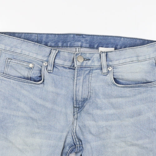 Denim Mens Blue Cotton Bermuda Shorts Size 28 in L9 in Regular Zip - Turn Ups
