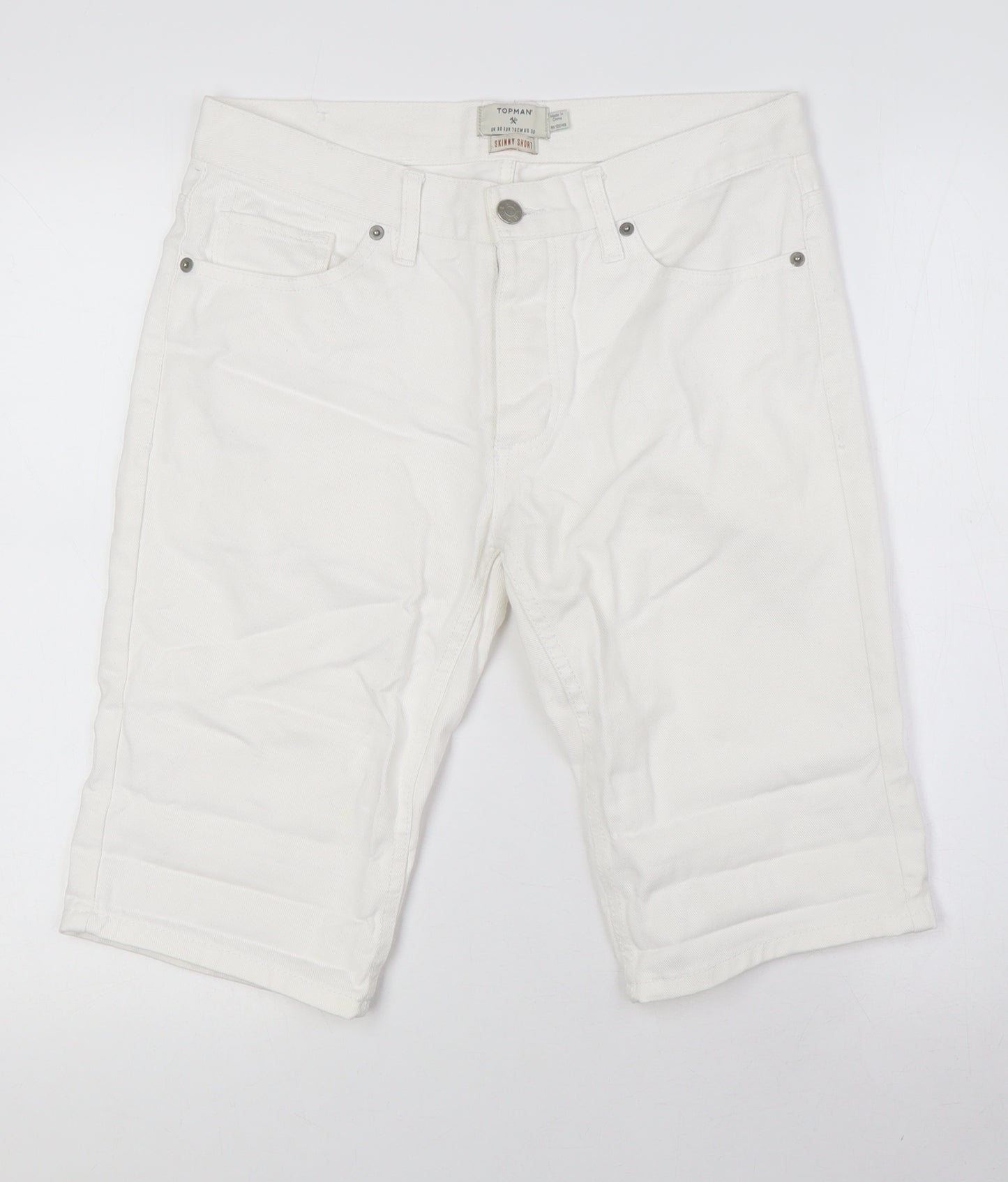 Topshop Mens Silver Cotton Bermuda Shorts Size 30 in L12 in Relaxed Button