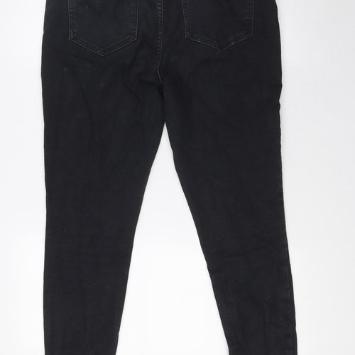 New Look Womens Black Cotton Skinny Jeans Size 14 L28 in Extra-Slim Zip