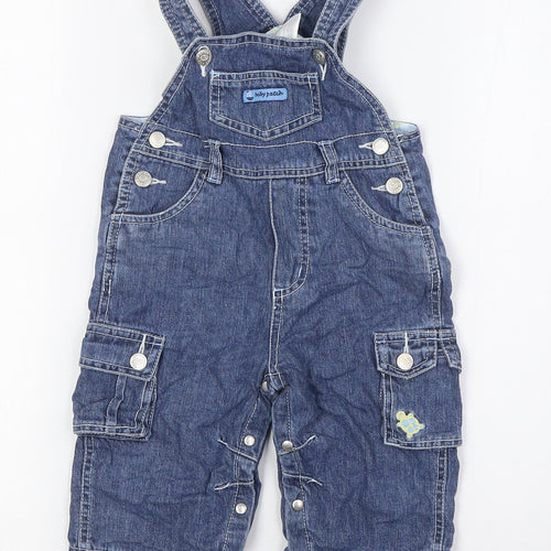 Pumpkin Patch Boys Blue 100% Cotton Dungaree One-Piece Size 6-9 Months - fish print