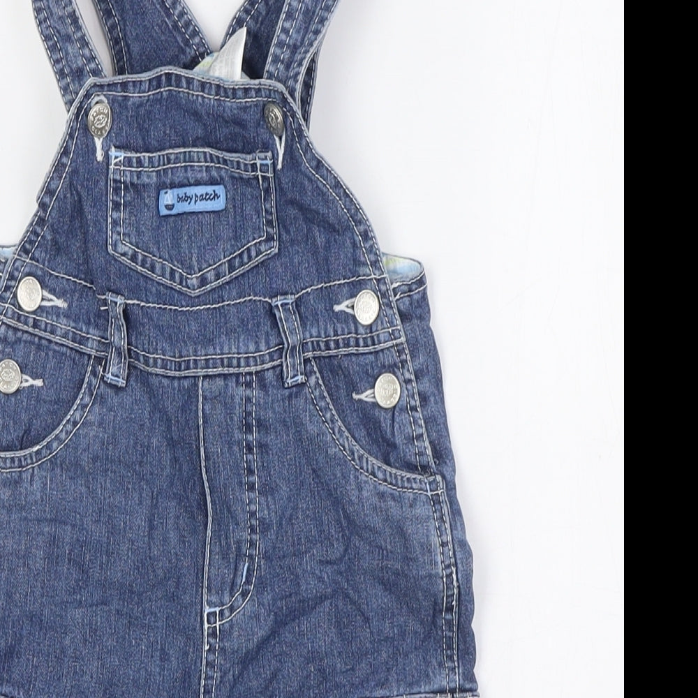 Pumpkin Patch Boys Blue 100% Cotton Dungaree One-Piece Size 6-9 Months - fish print