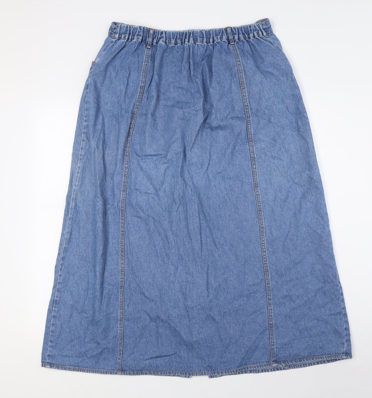 Berkertex Womens Blue Cotton A-Line Skirt Size 16 Button