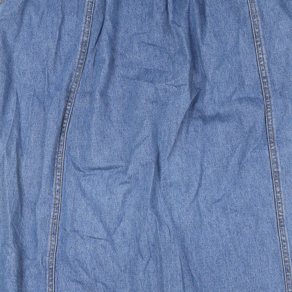Berkertex Womens Blue Cotton A-Line Skirt Size 16 Button