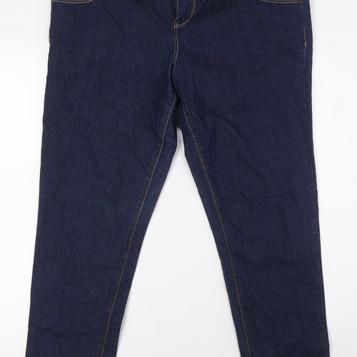 Dorothy Perkins Womens Blue Cotton Straight Jeans Size 16 L28 in Regular Zip