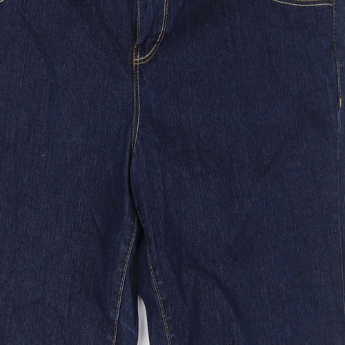 Dorothy Perkins Womens Blue Cotton Straight Jeans Size 16 L28 in Regular Zip