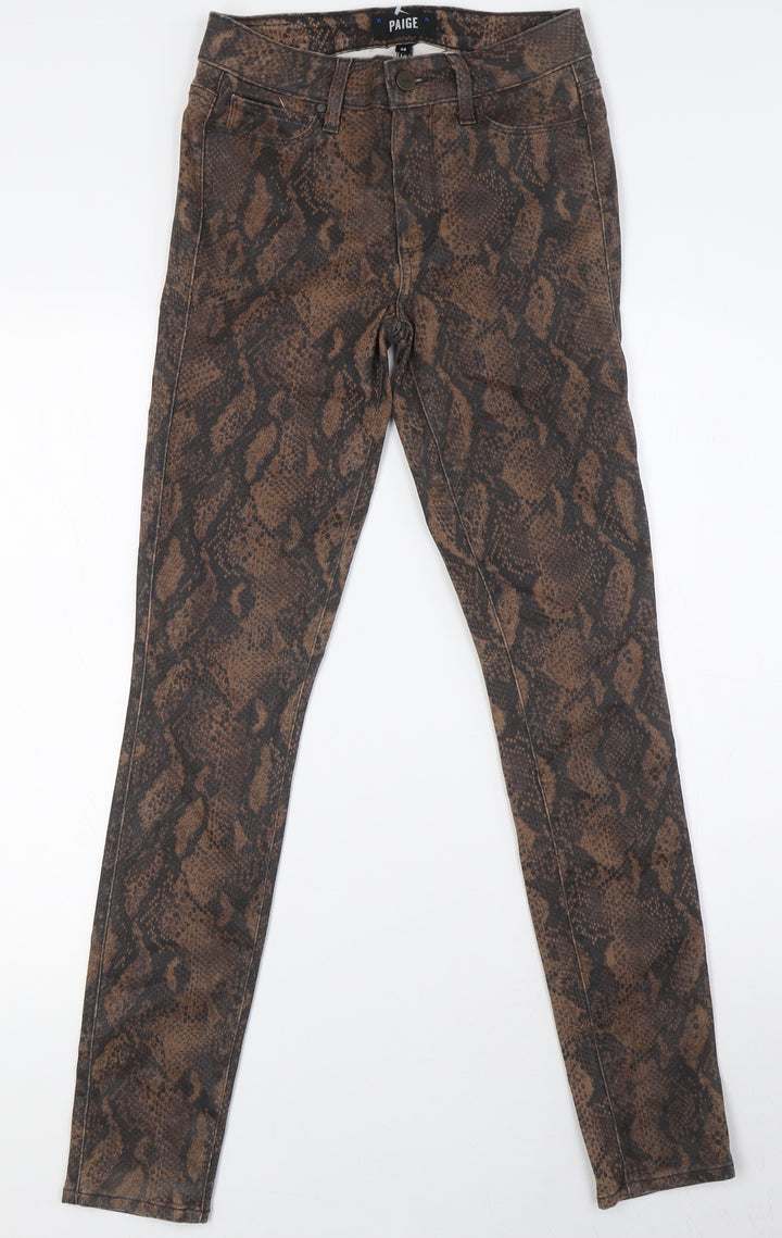 Paige Womens Brown Animal Print Cotton Sweatpants Trousers Size 24 in L30 in Regular Zip