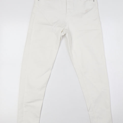 Marks and Spencer Womens White Cotton Skinny Jeans Size 8 L27 in Regular Zip