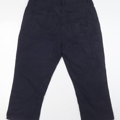 Per Una Womens Blue Cotton Cropped Jeans Size 14 L22 in Regular Zip