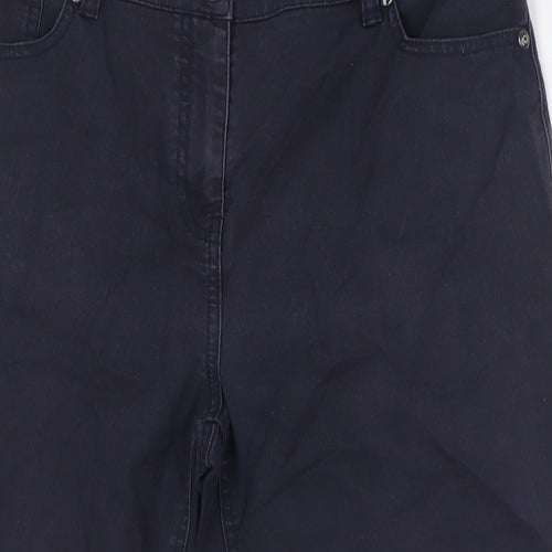 Per Una Womens Blue Cotton Cropped Jeans Size 14 L22 in Regular Zip