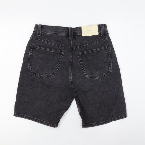 Zara Womens Black Cotton Basic Shorts Size 8 L8 in Regular Zip