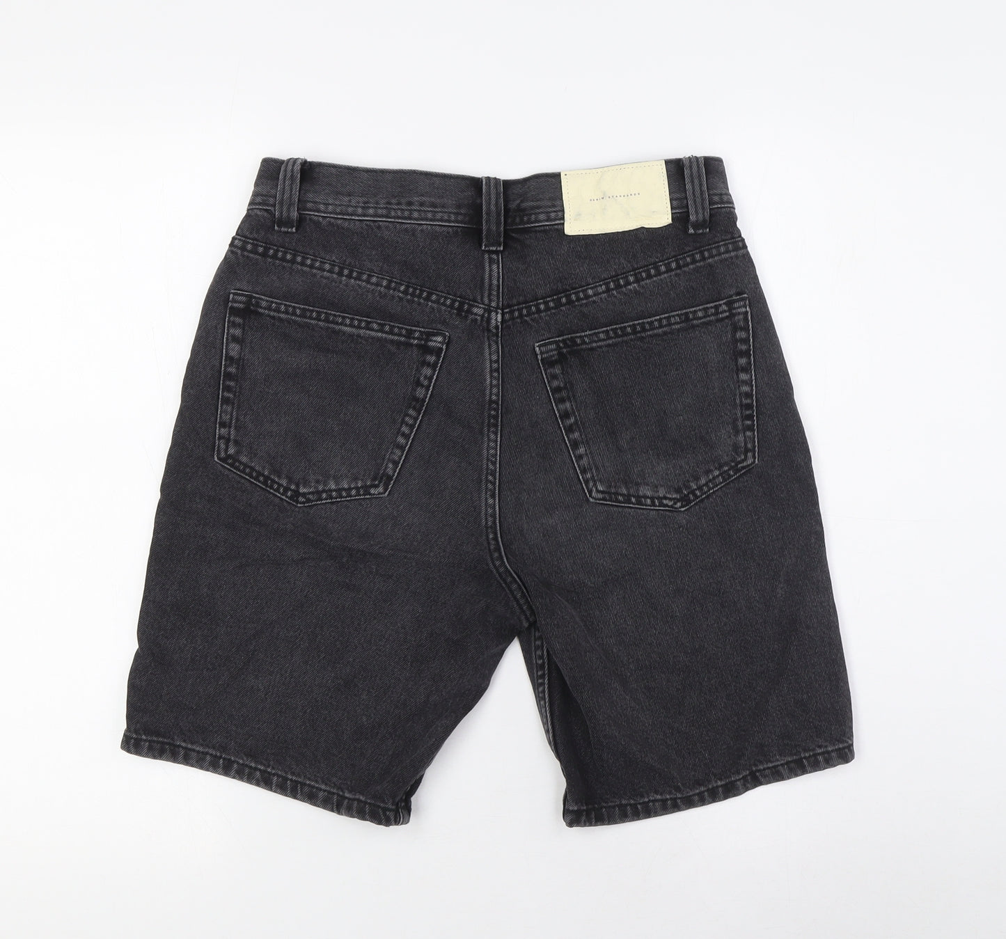 Zara Womens Black Cotton Basic Shorts Size 8 L8 in Regular Zip