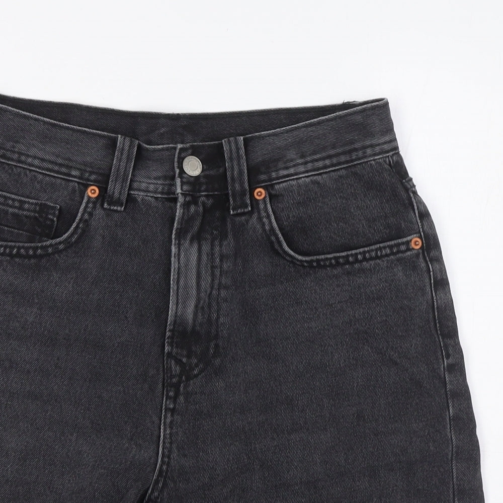 Zara Womens Black Cotton Basic Shorts Size 8 L8 in Regular Zip