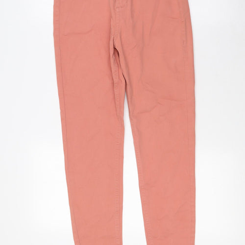 Marks and Spencer Womens Orange Cotton Skinny Jeans Size 10 L28 in Regular Zip