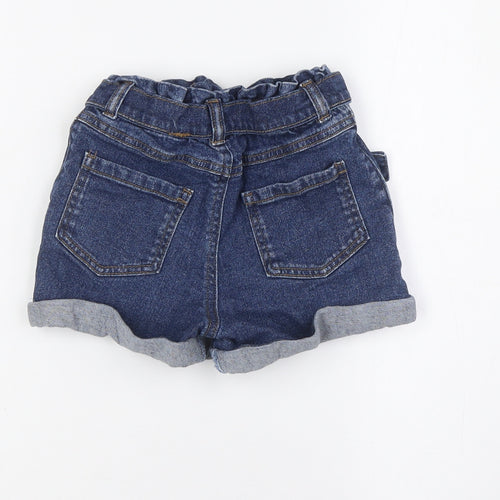 TU Girls Blue Cotton Bermuda Shorts Size 4 Years Regular Zip - Belted. Waist 18inc