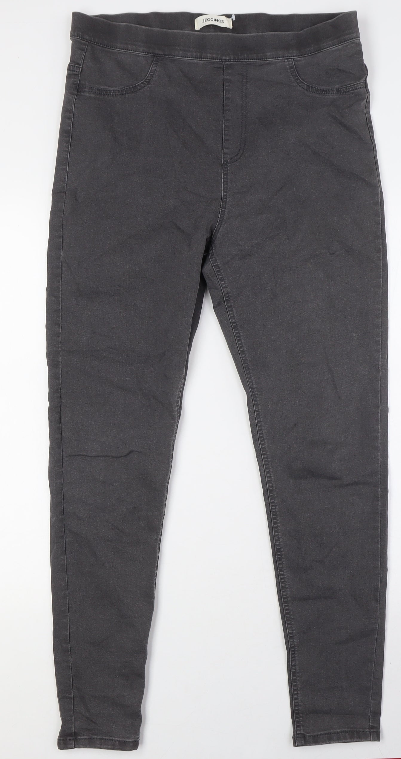 Marks and Spencer Womens Grey Cotton Jegging Jeans Size 14 L29 in Regular