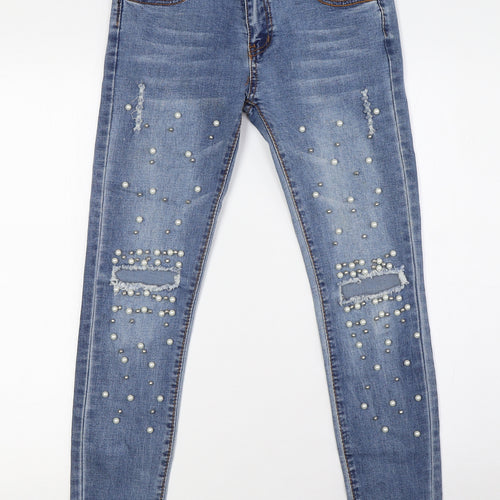 Jeans Signature Womens Blue Cotton Skinny Jeans Size 28 in L27 in Regular Zip - Pearls