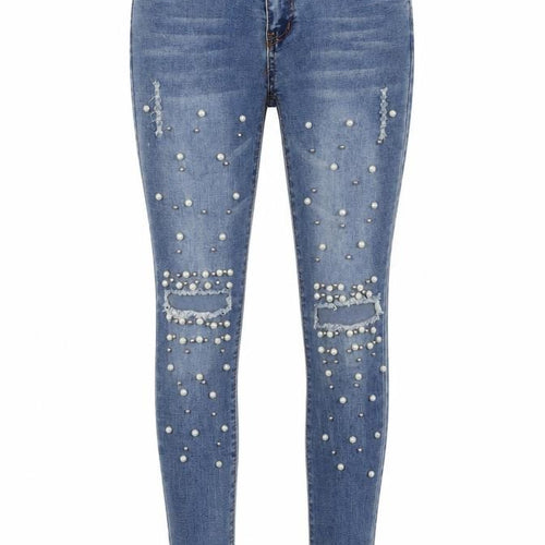 Jeans Signature Womens Blue Cotton Skinny Jeans Size 28 in L27 in Regular Zip - Pearls