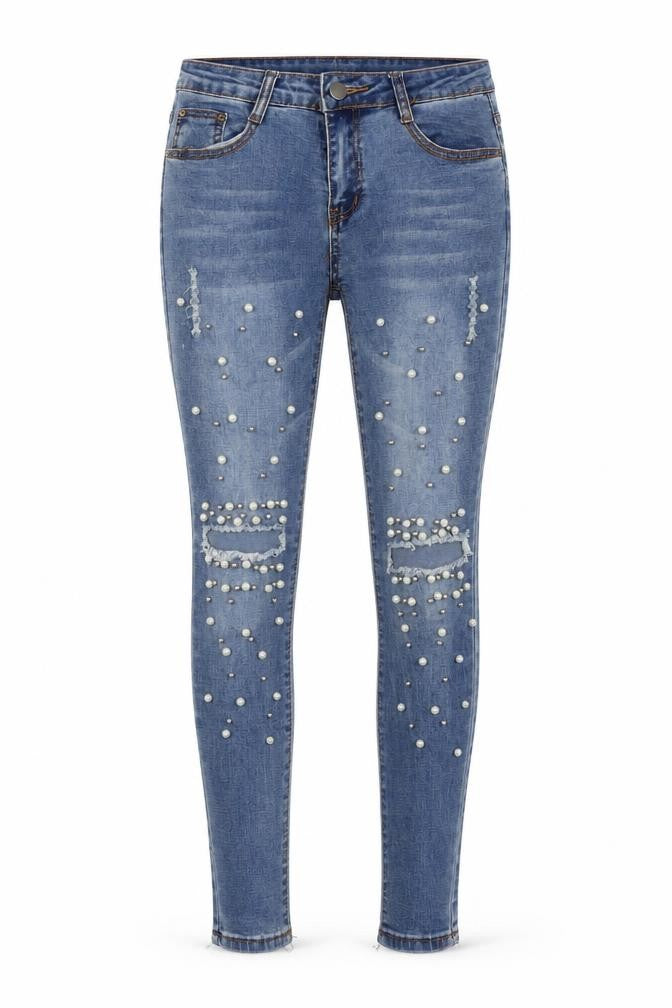 Jeans Signature Womens Blue Cotton Skinny Jeans Size 28 in L27 in Regular Zip - Pearls