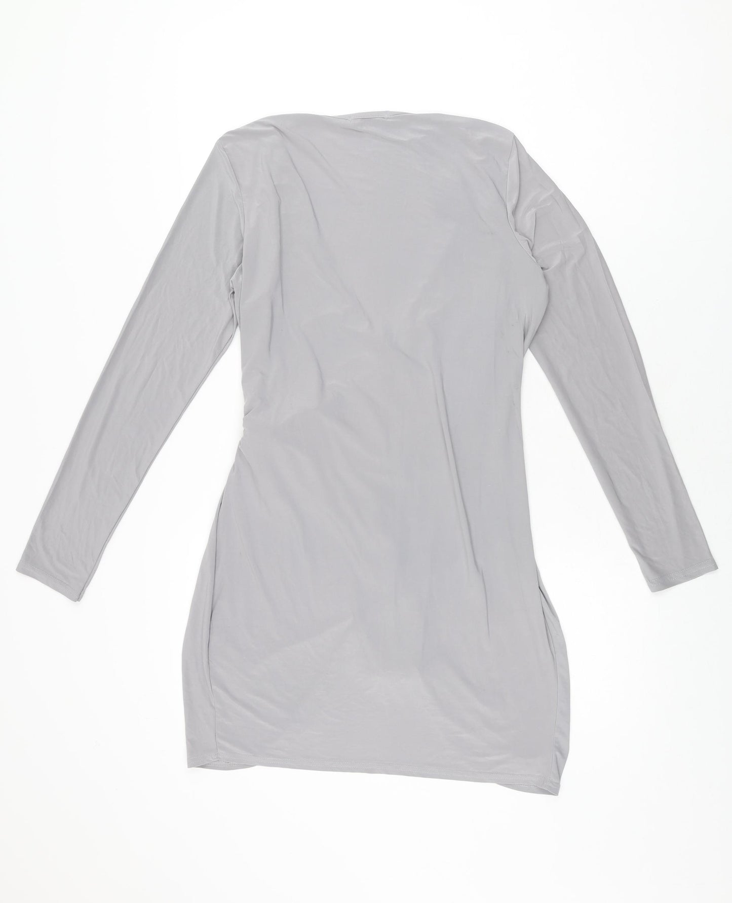 Boohoo Womens Grey Polyester Bodycon Size 12 V-Neck Pullover