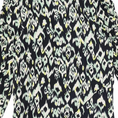 Marks and Spencer Womens Black Geometric Polyester A-Line Size 10 Round Neck Pullover
