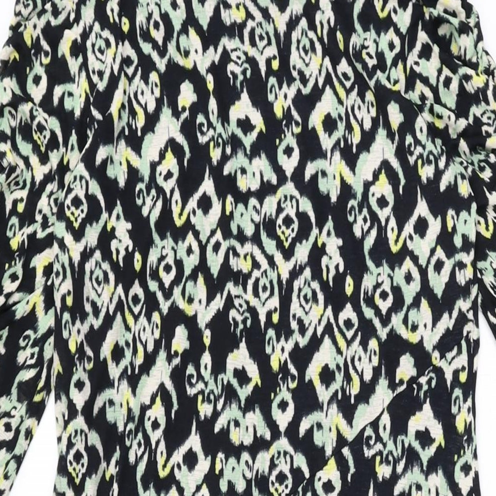 Marks and Spencer Womens Black Geometric Polyester A-Line Size 10 Round Neck Pullover